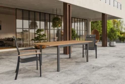 HARTMAN South Wales Ausziehtisch, Xerix/natur, Alu/FSC-Teak, 150/210x90cm, Mit Synchronauszug