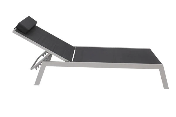 VILLANA 2er-Set Sonnenliegen, Silber/schwarz, Alu/Textil, 198x66x32cm, Mit Beistelltisch 45x45cm 11 VILLANA 2er-Set Sonnenliegen, Silber/schwarz, Alu/Textil, 198x66x32cm, Mit Beistelltisch 45x45cm – Bild 11