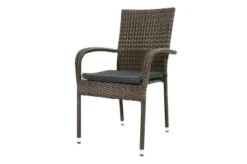 Ploß Rocking Basic Stapelstuhl, Grau/braun-meliert, Polyrattan, 56 X 64 X 92 Cm, Inkl. Polster