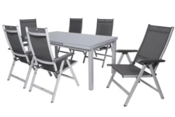 KETTLER BasicPlus Esstischgarnitur, Silber, Alu/Textilene, Tisch 180/240x100cm, 6 Multipositionssessel -Deko Garten Verkauf 12 19307.jpg