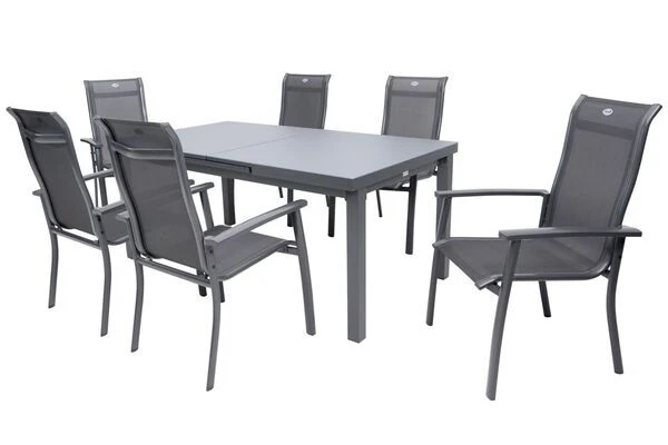 HARTMAN Alice Comfort Esstischgarnitur, Xerix, Alu/Textilene, Tisch 180/240x100cm, 6 Stapelsessel 12 HARTMAN Alice Comfort Esstischgarnitur, Xerix, Alu/Textilene, Tisch 180/240x100cm, 6 Stapelsessel – Bild 12