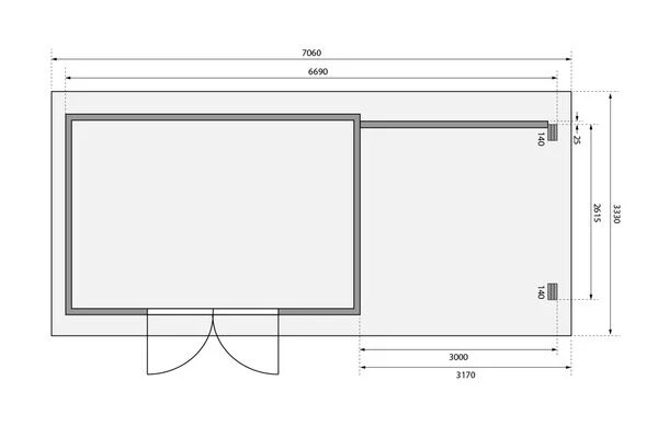 KARIBU Gartenhaus Trittau 5, Naturbelassen, Fichtenholz 40mm, 576 X 297 X 217 Cm, Pultdach, Anbau 3,3m Mit Rückwand 6 KARIBU Gartenhaus Trittau 5, Naturbelassen, Fichtenholz 40mm, 576 X 297 X 217 Cm, Pultdach, Anbau 3,3m Mit Rückwand – Bild 6