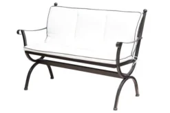 MBM Sitz- Und Rückenkissen In Natur/Beige Mit Schwarzem Keder Für 2-Sitzer Bank Romeo