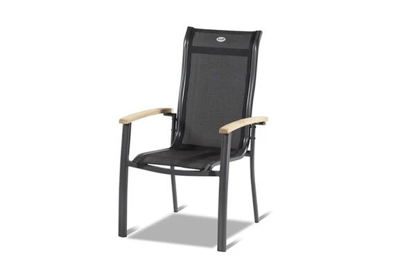 HARTMAN Alice Stapelsessel, Xerix/schwarz, Alu/4x4 Textilen, Mit FSC Teak-Armlehnen 1 HARTMAN Alice Stapelsessel, Xerix/schwarz, Alu/4x4 Textilen, Mit FSC Teak-Armlehnen