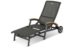 HARTMAN Da Vinci Gartenliege, Xerix/anthrazit, Alu/Textilene, 170 X 82 X 30 Cm, Mit FSC-Teak-Armlehnen