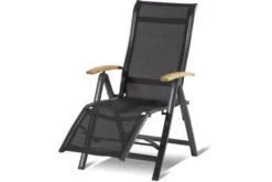 HARTMAN Alice Relaxsessel, Xerix/schwarz, Alu/Textilene, 95 X 60 X 46 Cm, FSC Teakholz-Armlehnen