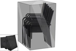 OUTFLEXX Premium Abdeckhaube Für Stapelstühle, Schwarz, Wasserbeständig, 64 X 64 X 82/122 Cm