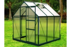 OUTFLEXX Gewächshaus, Grün, Alu/Polycarbonat, 4mm, Inkl. Fundament, Pulverb. 195 X 195 X 205 Cm