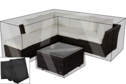 OUTFLEXX Premium Abdeckhauben Set Für Lounge: 7759-BOX-B (gestellt Als Ecklounge), Schwarz, Wasserbeständig