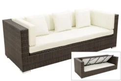 OUTFLEXX 3-Sitzer Sofa, Braun Marmoriert, Polyrattan, 210 X 85 X 70 Cm, Wasserfeste Kissenbox