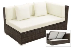 OUTFLEXX 2-Sitzer Ecksofa, Braun Marmoriert, Polyrattan, 145 X 85 X 70 Cm, Wasserfeste Kissenbox, Armlehne Li.