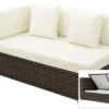 OUTFLEXX 2-Sitzer Ecksofa, Braun Marmoriert, Polyrattan, 145 X 85 X 70 Cm, Wasserfeste Kissenbox, Armlehne Re.