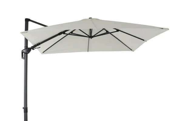 OUTFLEXX Ampelschirm, Creme, Pulverbesch. Aluminium, 300x300 Cm, Inkl. Plattenständer, Twist-Funktion 1 OUTFLEXX Ampelschirm, Creme, Pulverbesch. Aluminium, 300x300 Cm, Inkl. Plattenständer, Twist-Funktion
