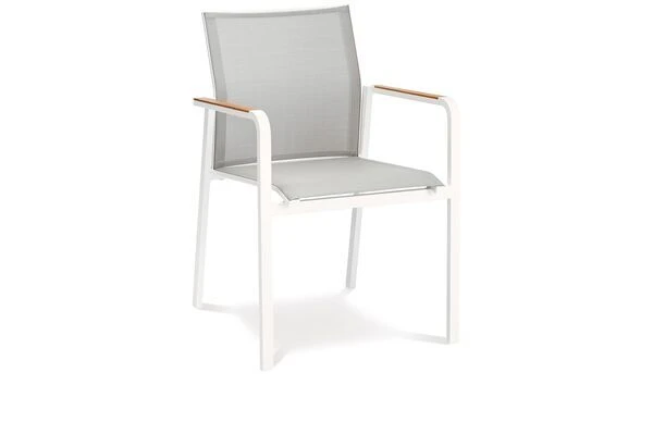 BEST Paros Stapelsessel, Weiß/grau, Alu/Ergotex/Teak, 56 X 64 X 85 Cm 1 BEST Paros Stapelsessel, Weiß/grau, Alu/Ergotex/Teak, 56 X 64 X 85 Cm