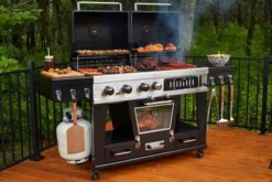 PIT BOSS Memphis Ultimate 4-in-1 Kombigrill, Schwarz, Stahl/Gusseisen, Smoker, Gas- Und Holzkohlegrill