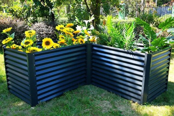 OUTFLEXX Eck-Hochbeet, Anthrazit, Zincalume, 210x210x90x84cm 1 OUTFLEXX Eck-Hochbeet, Anthrazit, Zincalume, 210x210x90x84cm