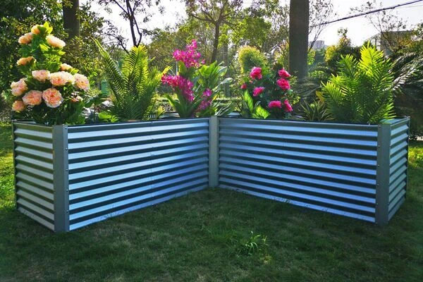 OUTFLEXX Eck-Hochbeet, Silber, Zincalume, 270x270x90x84cm 1 OUTFLEXX Eck-Hochbeet, Silber, Zincalume, 270x270x90x84cm