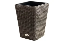 Ploß Rocking Pflanzgefäß, Grau/braun-meliert, Polyrattan, Konisch, 28x28x40 Cm, Kunststoffeinsatz