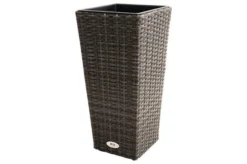 Ploß Rocking Pflanzgefäß, Grau/braun-meliert, Polyrattan, Konisch, 28x28x60 Cm, Kunststoffeinsatz