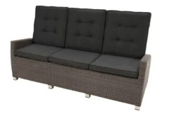 Ploß Rocking Comfort Dining / Lounge 3-Sitzer Sofa, Grau/braun-meliert, Polyrattan, 210x85x112 Cm, Verstellbar