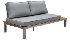 OUTFLEXX 2-Sitzer Sofa, Silber/grau, Edelstahl/FSC-Teakholz/Textil, 168 X 79 X 64 Cm