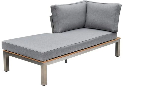 OUTFLEXX Chaiselongue, Silber/grau, Edelstahl/FSC-Teakholz/Textil, 158 X 76 X 64 Cm 1 OUTFLEXX Chaiselongue, Silber/grau, Edelstahl/FSC-Teakholz/Textil, 158 X 76 X 64 Cm