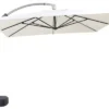 OUTFLEXX Luxus Ampelschirm, Anthrazit/creme, Edelstahl/Aluminium, 350x350cm, Inkl. Schirmständer Und Schutzhülle