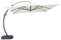 OUTFLEXX Luxus Ampelschirm, Anthrazit/creme, Edelstahl/Aluminium, 350x350cm, Inkl. Schirmständer Und Schutzhülle