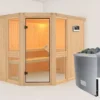 KARIBU Systemsauna Amelia 3, Fichtenholz 68mm, Eckeinstieg, Ca. 4,2m²