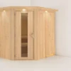 KARIBU Systemsauna Saja, Fichtenholz 68mm, Eckeinstieg, Ca. 2,7m²