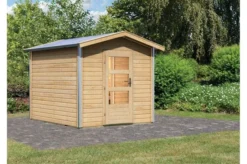 KARIBU Saunahaus Bosse 1, Fichtenholz 38mm, Fronteinstieg, Ca. 6,1m²