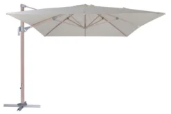 OUTFLEXX Ampelschirm, Creme, Aluminium In Holzoptik, 400x300cm, Inkl. Plattenständer