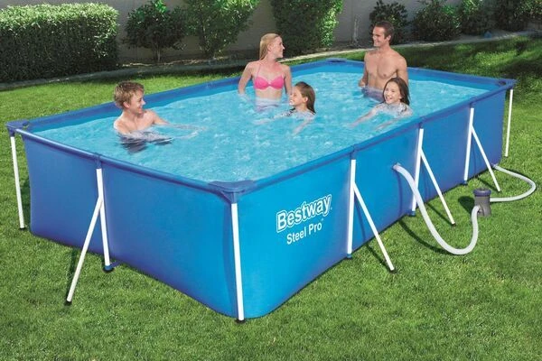 BESTWAY Steel Pro Pool Mit Gestell, Blau, TriTech/Stahl, 400x211x81cm, Mit Filterpumpe 1 BESTWAY Steel Pro Pool Mit Gestell, Blau, TriTech/Stahl, 400x211x81cm, Mit Filterpumpe