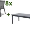 HARTMAN Aruba Esstischgarnitur, Xerix, Alu/Textilene, Tisch 180/240x100cm, 8 Stapelsessel