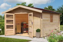 KARIBU Blockbohlenhaus Meldorf 6, Fichtenholz Ca. 40 Mm, Satteldach