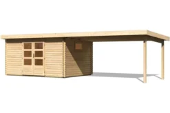 KARIBU Blockbohlenhaus Trittau 5, Fichtenholz Ca. 40 Mm, Pultdach