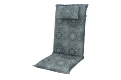 DOPPLER Lyra Stuhlauflage Hochlehner, Grau Gemustert, Polyester, 120 X 48 X 7 Cm, Mit Kopfkissen Und Reißverschluss