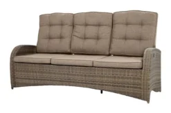 Ploß Rabida Comfort Dining / Lounge 3-Sitzer Sofa, Champagner-meliert, Polyrattan, 210x85x112 Cm, Verstellbar