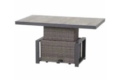 SIENA GARDEN Corido Lifttisch, Charcoal, Alu / Gardino®-Geflecht, 130x75x47-71 Cm, Stufenlos Verstellbar
