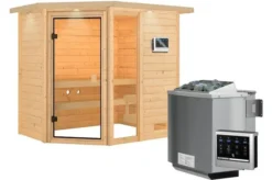 KARIBU Sauna Jada, Fichtenholz 38 Mm, Eckeinstieg, Ca. 2,3m²