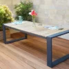 OUTFLEXX Kona Esstisch, Dark Grey/natur, Alu/recycled FSC®-Teak, 240x100x76cm, Rustikal Gebürstet, U-Gestell