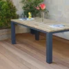 OUTFLEXX Oxford Esstisch, Dark Grey/natur, Alu/recycled FSC®-Teak, 200x90x76cm, Rustikal Gebürstet