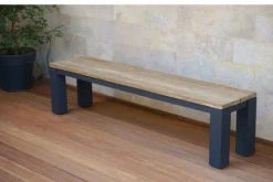 OUTFLEXX Oxford Bank, Dark Grey/natur, Alu/recycled FSC®-Teak, 190x40x45cm, Rustikal Gebürstet