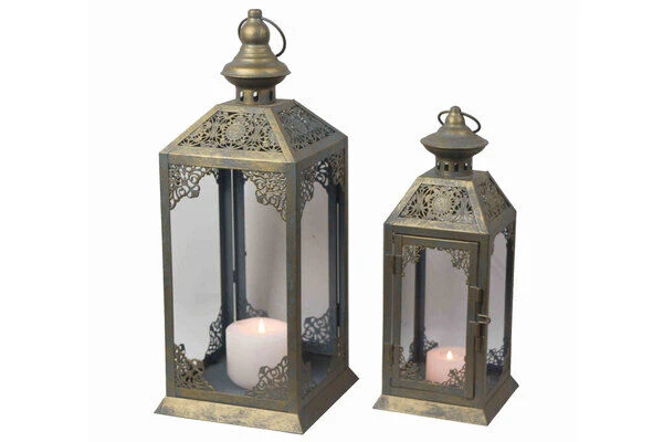 OUTFLEXX 2-er Set Laterne, Blau/gold, Metall, H Ca. 26/38,5 Cm 1 OUTFLEXX 2-er Set Laterne, Blau/gold, Metall, H Ca. 26/38,5 Cm