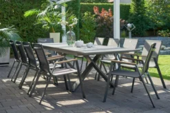 HARTMAN Sondermodell Xanadu / Aruba Set, Xerix/anthrazit, Alu/Glaskeramik, 10 Stapelsessel, 220/280x100cm