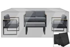 OUTFLEXX Premium Abdeckhaube Für Lounge, Z.B. 21017/ 20569/ 20572/ 21021, 344x170x60cm, Wasserbeständig, Schwarz