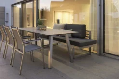 STERN New Holly Dining-Bank/Liege, Silbergrau, Edelstahl, 216x77x73 Cm, Inkl. Polster Schiefergrau