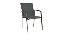 STERN New Top Stapelsessel, Silber/karbon, Edelstahl/Textil/Aluminiumarmlehnen, 63x57x90 Cm, Stapelbar