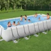 BESTWAY Power Steel Pool Komplett-Set, Grau, TriTech, 640x274x132cm, Mit Sandfilter, Leiter, Abdeckplane