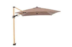 DOPPLER Alu Wood Pendelschirm, Greige, Alu/Polyester, 300x220 Cm, Mit Kurbel, Holzoptik